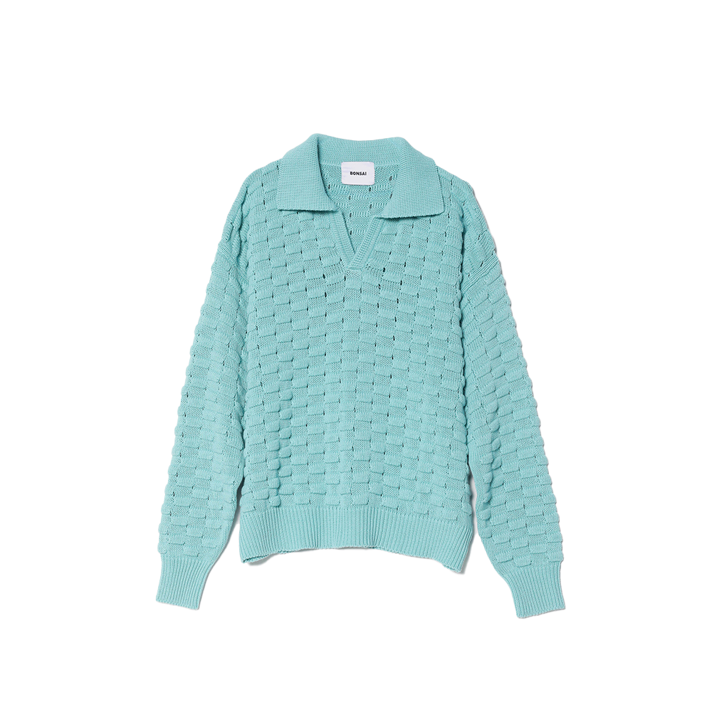 Bonsai Bubble Knit Polo - Stone Blue