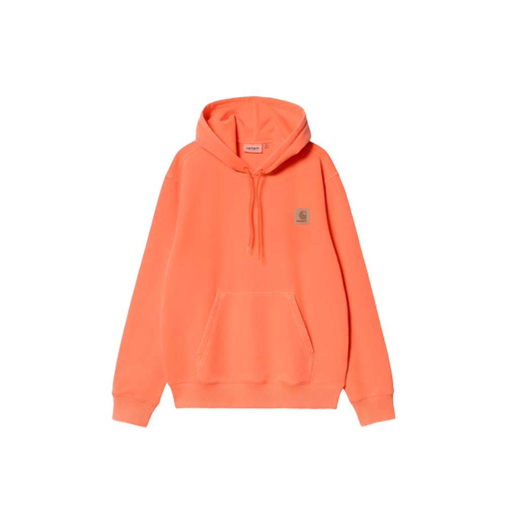 Carhartt WIP Hooded Industry Sweat - Lumo Orange, garment dyed