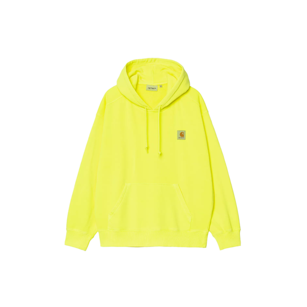 Carhartt WIP Hooded Industry Sweat - Lumo Yellow, garment dyed